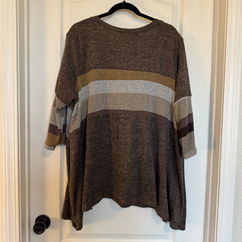 Relaxed Brown Striped Knit Pullover 90’s Retro Style - Picture 4 of 8